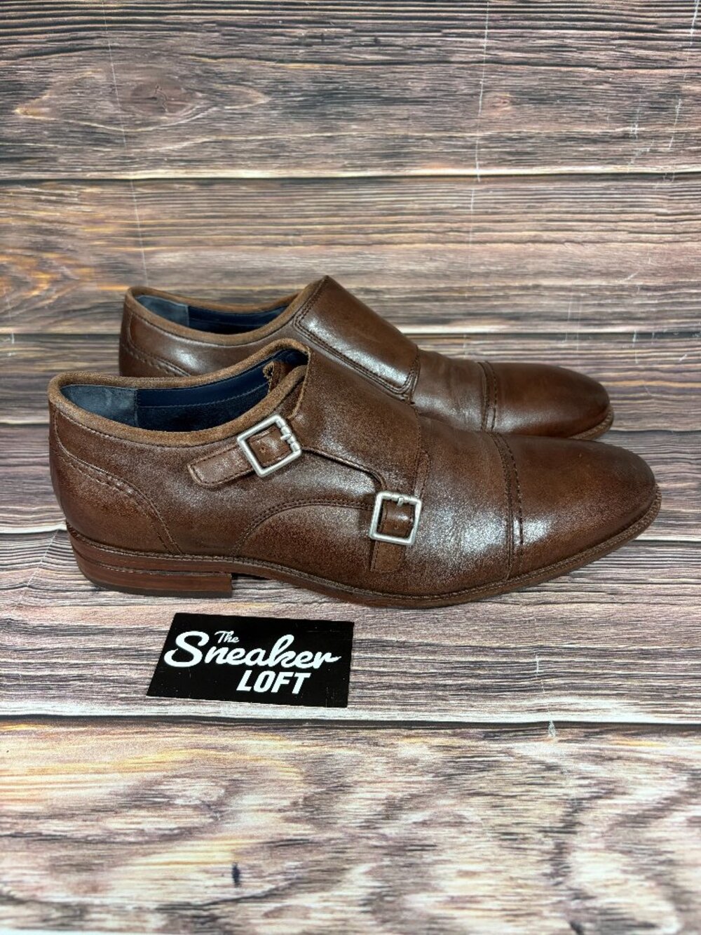 Cole Haan Men's Warner Grand Double Monk Strap Brown‎ Leather Shoes Size 11.5